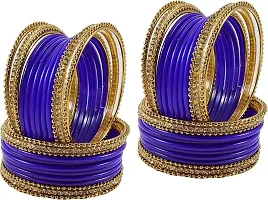 Glass empire Glass & metal Anju Bangle Set For Women & Girls (Pack Of 48) (2.8, Blue)-thumb2