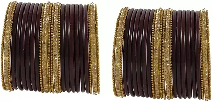 Glass empire Glass & metal Anju Bangle Set For Women & Girls (Pack Of 48) (2.8, Brown)-thumb1