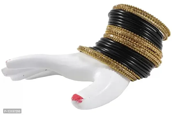 Glass empire Glass & metal Anju Bangle Set For Women & Girls (Pack Of 48) (2.8, Black)-thumb3