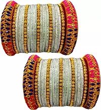 GLASS BANGLES SET ZARI & MOTA KADA MULTI (PACK OF 38) (2.4, WHITE)-thumb1