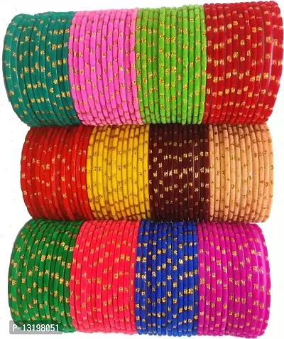 GLASS EMPIRE GLASS BANGLE SET FOR WOMEN OR GIRLS (PACK OF 144) (2.4, BLUE-LIME)