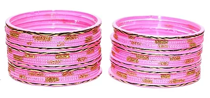 GLASS EMPIRE GLASS BAADSHA GLASS BANGLES SET FOR WOMEN OR GIRLS (2.6, PINK)-thumb1