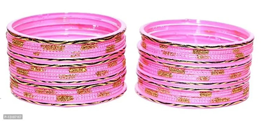 GLASS EMPIRE GLASS BAADSHA GLASS BANGLES SET FOR WOMEN OR GIRLS (2.6, PINK)-thumb2