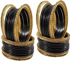 Glass empire Glass & metal Anju Bangle Set For Women & Girls (Pack Of 48) (2.8, Black)-thumb1