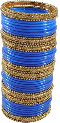 Glass empire Glass & metal Anju Bangle Set For Women & Girls (Pack Of 48) (2.6, Sky-Blue)-thumb2