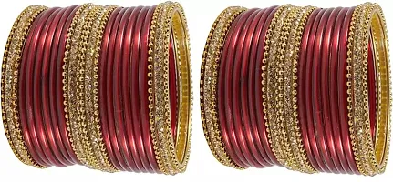 Glass empire Glass & metal Anju Bangle Set For Women & Girls (Pack Of 48) (2.8, Maroon)-thumb2