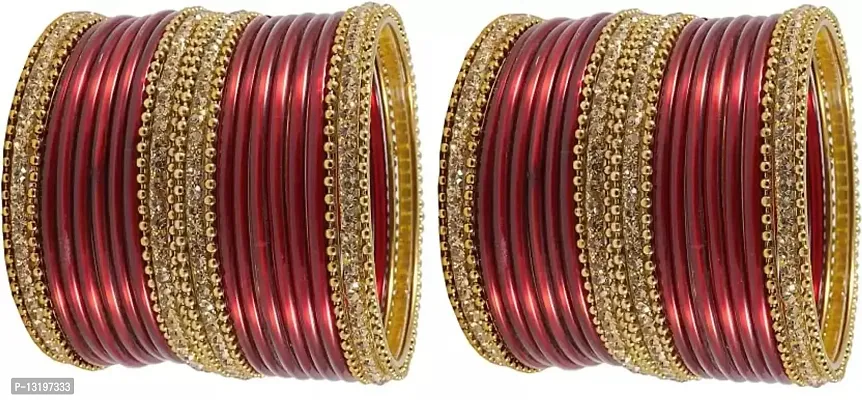 Glass empire Glass & metal Anju Bangle Set For Women & Girls (Pack Of 48) (2.8, Maroon)-thumb3