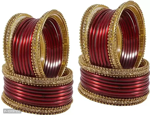 Glass empire Glass & metal Anju Bangle Set For Women & Girls (Pack Of 48) (2.8, Maroon)-thumb2