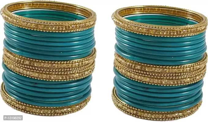 Glass empire Glass & metal Anju Bangle Set For Women & Girls (Pack Of 48) (2.4, Redium)-thumb0