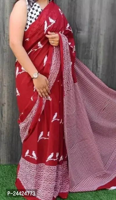 Classic Cotton Printed Saree with Blouse for Women-thumb0