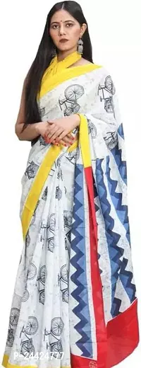 Classic Cotton Printed Saree with Blouse for Women