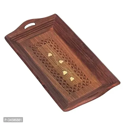 Handicraft Hand Carved Brass and Wooden Serving (Tea, Coffee, Snacks, Water) Decorative/Platter-thumb0