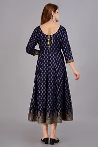 Exclusive Rayon Stitched Navy Blue Anarkali Kurta For Women-thumb1