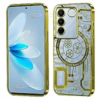 Back Cover for Vivo V27 5G |Camera Protection for Each Lens with CD Pattern | Attractive Time Mechanism Desin |Logo Showing Case Cover for Vivo V27-thumb1