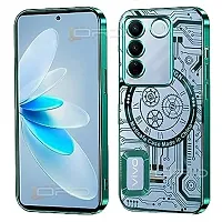 Back Cover for Vivo V27 5G |Camera Protection for Each Lens with CD Pattern | Attractive Time Mechanism Desin |Logo Showing Case Cover for Vivo V27-thumb2