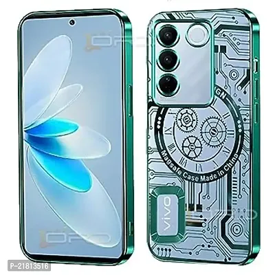 Back Cover for Vivo V27 5G |Camera Protection for Each Lens with CD Pattern | Attractive Time Mechanism Desin |Logo Showing Case Cover for Vivo V27-thumb3