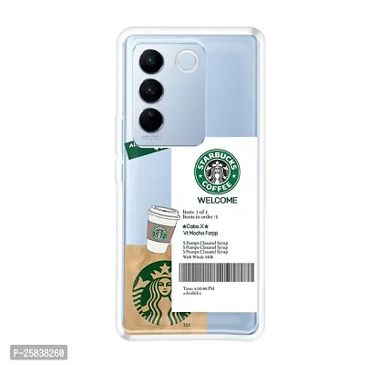 Starbucks Designer Printed Silicone Case For Vivo V27 Pro ( Tpu| Soft, Vivo V27 Pro| Multicolor