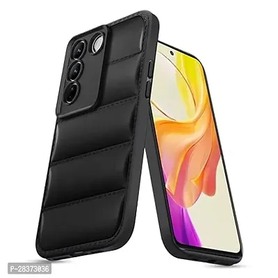 Puffer Edition Silicone Case Cover for Vivo V27 | Scratch Resistance Mobile Cover, Camera Protection | Black