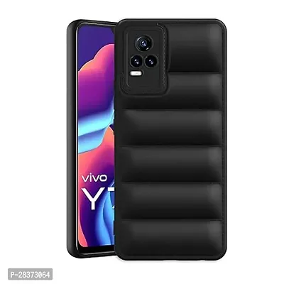 Plus Puffer Case Camera Protection Soft Back Cover for Vivo Y73 2021 | Vivo V20 2021 | Vivo Y73 4G - Black-thumb0