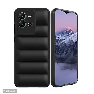 V-TAN Puffer Case Camera Protection Soft Back Cover for Vivo V25 5g (Black)