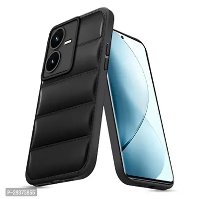 Puffer Edition Silicone Case Cover for Vivo Y22 | Scratch Resistance Mobile Cover, Camera Protection Case Compatible with Vivo Y22 - Black-thumb0