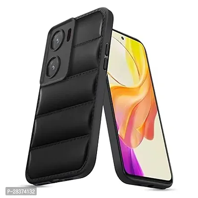 Puffer Edition Silicone Case Cover for Vivo v29E | Scratch Resistance Mobile Cover, Camera Protection Case Compatible with Vivo v29E - Black-thumb0