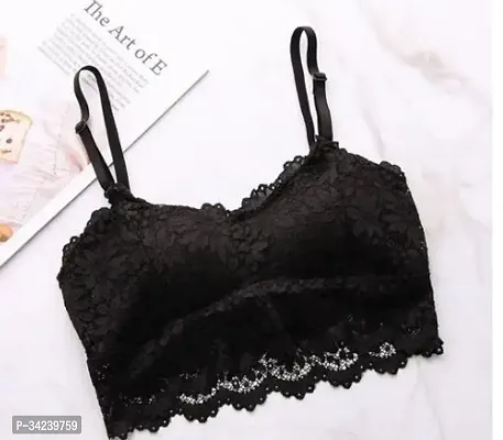 Stylish Black Net Lace Bra For Women-thumb0