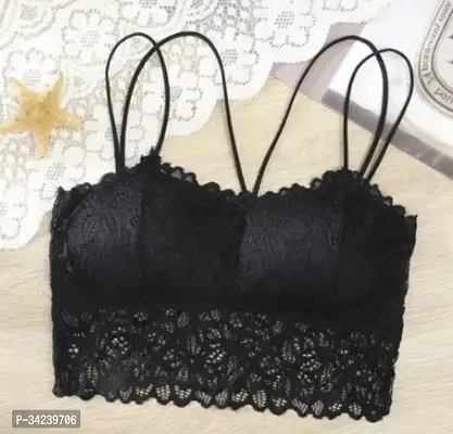 Stylish Black Net Lace Bra For Women-thumb0