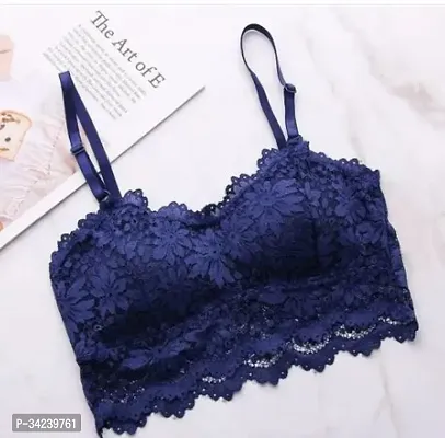 Stylish Blue Net Lace Bra For Women-thumb0