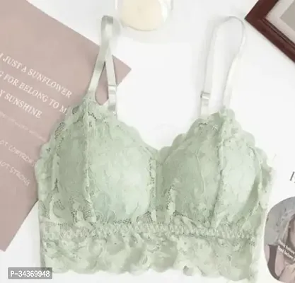 Stylish Light Green Net Lace Bra For Women-thumb0