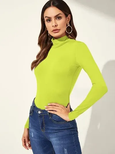 Solid High Neck Full Sleeve Top