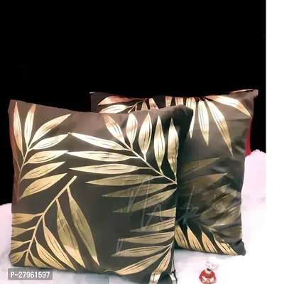 Stylish Coffee Satin Printed Cushion Covers Pack of 2-thumb0