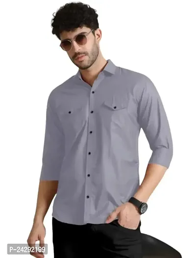 Classic Cotton Solid Casual Shirts for Men-thumb0