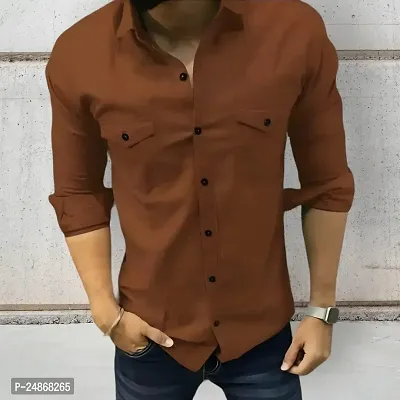 Men Stylish Solid Casual Shirt-thumb0