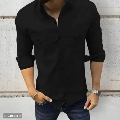 Men Stylish Cotton Solid Casual Shirt-thumb0