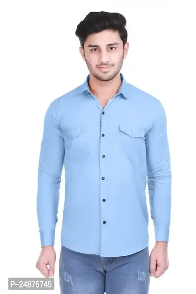 Men Stylish Cotton solid Casual Shirt-thumb0