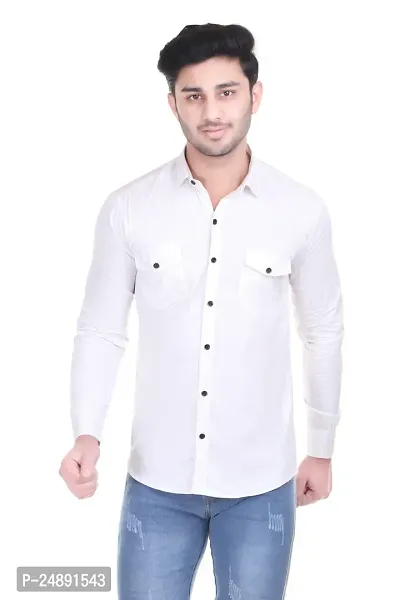 Men Stylish Cotton Solid Casual Shirt-thumb0