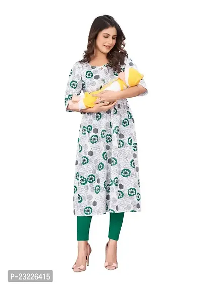 Manas Ethnic Women's Printed Cotton Regular Fit 3/4 Sleeve Lightweight Casual Wear Feeding Kurti (B_1094)-thumb4