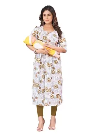 Manas Ethnic Women's Printed Cotton Regular Fit 3/4 Sleeve Lightweight Casual Wear Feeding Kurti (B_1094)-thumb3