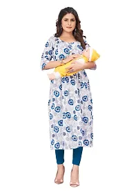 Manas Ethnic Women's Printed Cotton Regular Fit 3/4 Sleeve Lightweight Casual Wear Feeding Kurti (B_1094)-thumb3