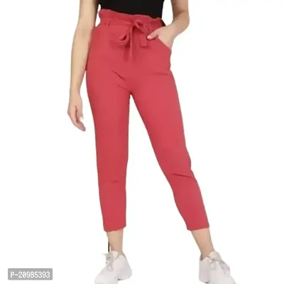 ZIHAS FASHION Ankle Length Casual Trouser with Side Pockets Trousers  Pants | Belt Pants for Girls and Women-thumb0