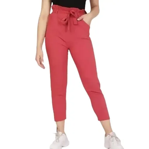 ZIHAS FASHION Ankle Length Casual Trouser with Side Pockets Trousers & Pants | Belt Pants for Girls and Women