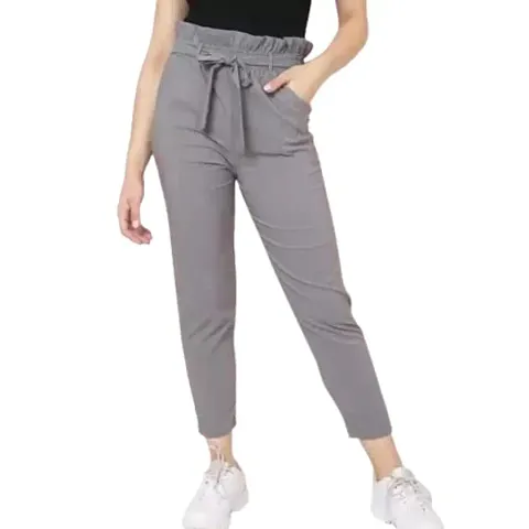 ZIHAS FASHION Ankle Length Casual Trouser with Side Pockets Trousers & Pants | Belt Pants for Girls and Women