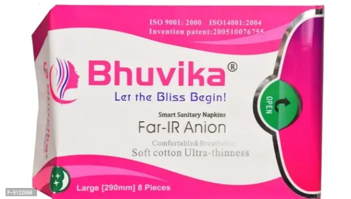 Bhuvika Smart Sanitary Napkins (290MM) L Size with 8 Pads Sanitary Pad-thumb0