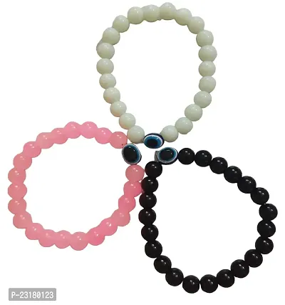 Rising Deals Evil Eye Hand Bracelet For Luck Bringing And Protection Awesome Jewelry And Gift For Women And Men Nazar Battu White Black Pink Pack Of 3