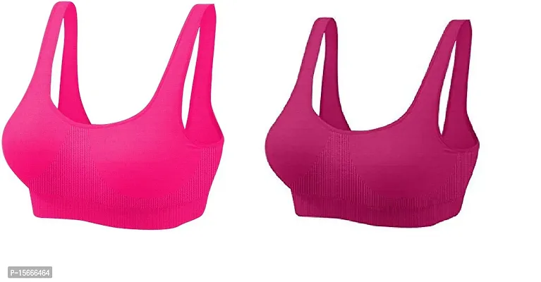 Women Cotton Non Padded Non-Wired Air Sports Bra (Pack of 2)-thumb0