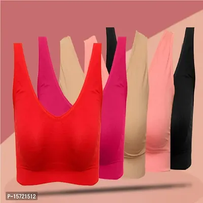 Girls/Women's Cotton Stretchable Non-Padded and Wire Free Air Sports Bra Pack of 5
