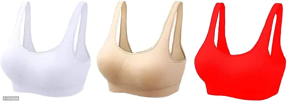 Women Cotton Non Padded Non-Wired Air Sports Bra (Pack of 3)