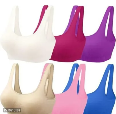 Women Air Cotton Non Padded Non-Wired Air Sports Bra (Pack of 6)-thumb0