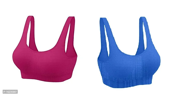 Women Air Cotton Non Padded Non-Wired Air Sports Bra (Pack of 2)-thumb0
